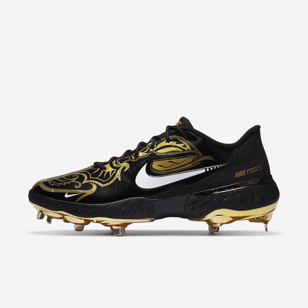 Crampon Baseball Nike Alpha Huarache Elite 3 Low Premium Noir 1780-459 Black/Metallic Vivid Gold/White Femme | QIE-15355801